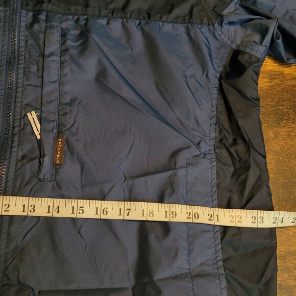 Columbia Packable Windbreaker L Navy Blue Zip Pockets Outdoor Gorpcore - Picture 7 of 9